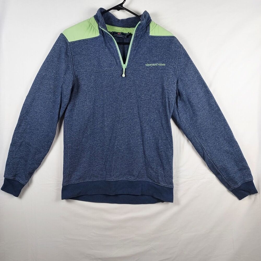 Vineyard Vines Heritage Quarter‑Zip Pullover XS Blue Chartreuse Shoulder Athleis